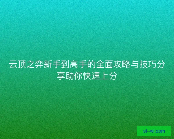 云顶之弈新手到高手的全面攻略与技巧分享助你快速上分