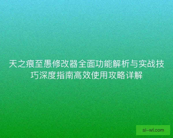天之痕至愚修改器全面功能解析与实战技巧深度指南高效使用攻略详解