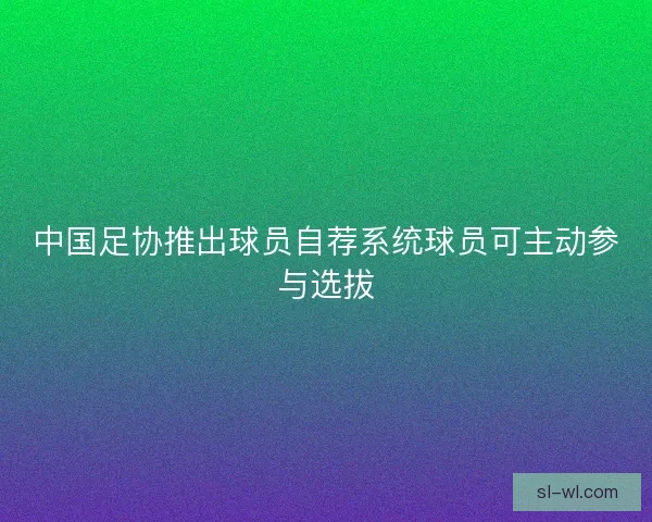 中国足协推出球员自荐系统球员可主动参与选拔